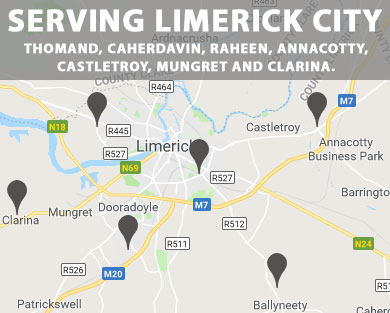 Limerick City Chimney Sweep - We serve Thomand, Caherdavin, Corbally, Raheen, Annacotty, Castletroy, Mungret and Clarina in Limerick City.